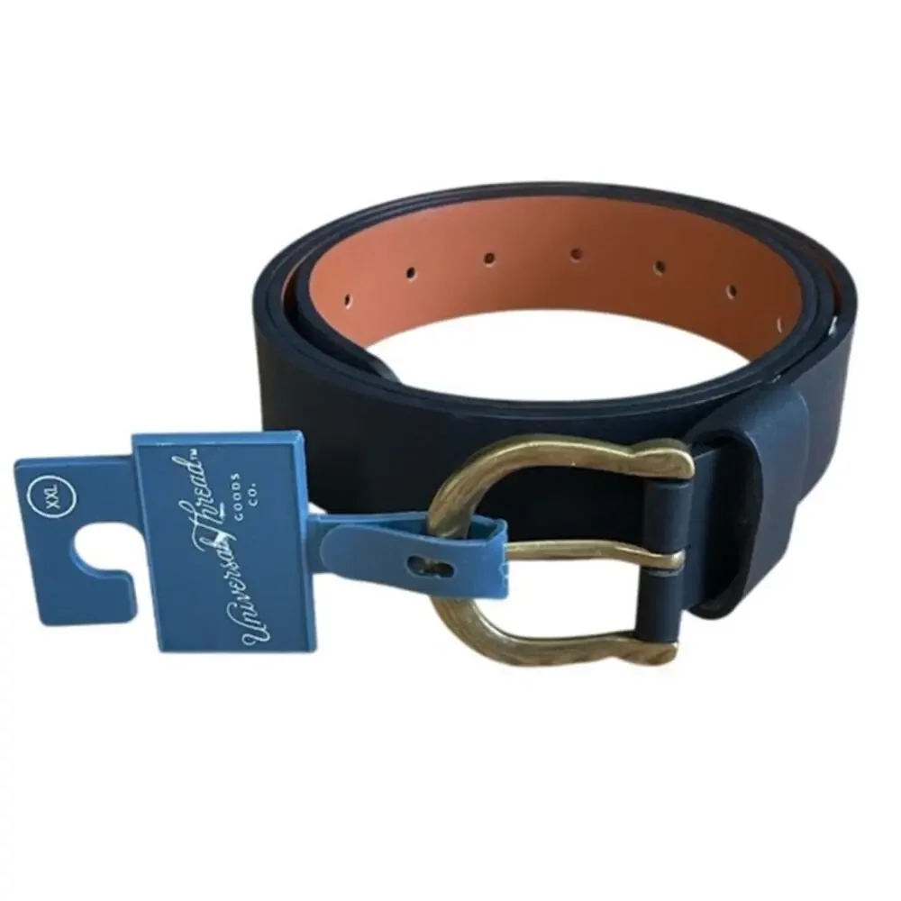 New Universal Thread Womens Black Bounded Leather Belt Brass Buckle Size XXL